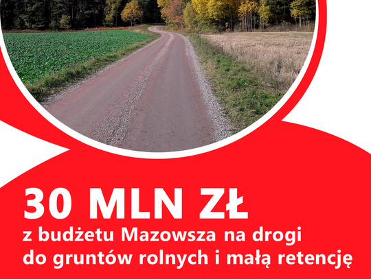 Ponad 30 mln zł z budżetu Mazowsza na drogi dojazdowe do gruntów rolnych i małą retencję - 7 Dni na Mazowszu