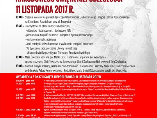 Program obchodów Święta Niepodległości w Sochaczewie