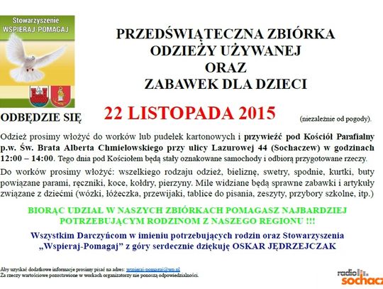 Przedświąteczna zbiórka odzieży i zabawek 