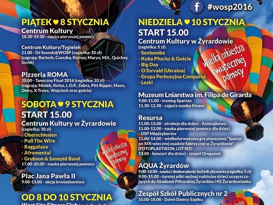 WOŚP w Żyrardowie - rozkład imprez towarzyszących