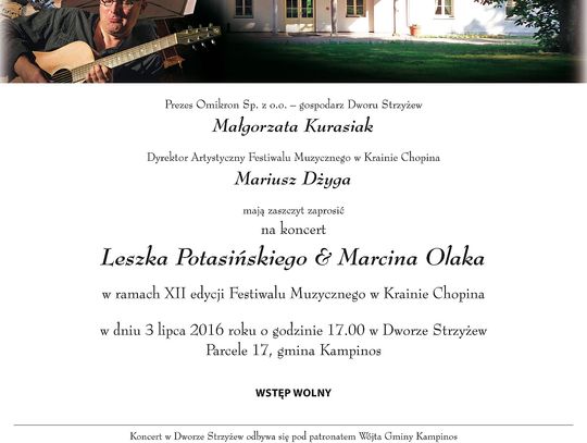 Zapraszamy na koncert w Dworze Strzyżew