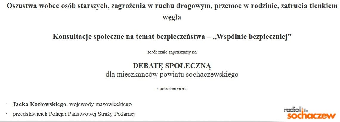 DEBATA SPOŁECZNA DLA MIESZKAŃCÓW POWIATU SOCHACZEWSKIEGO