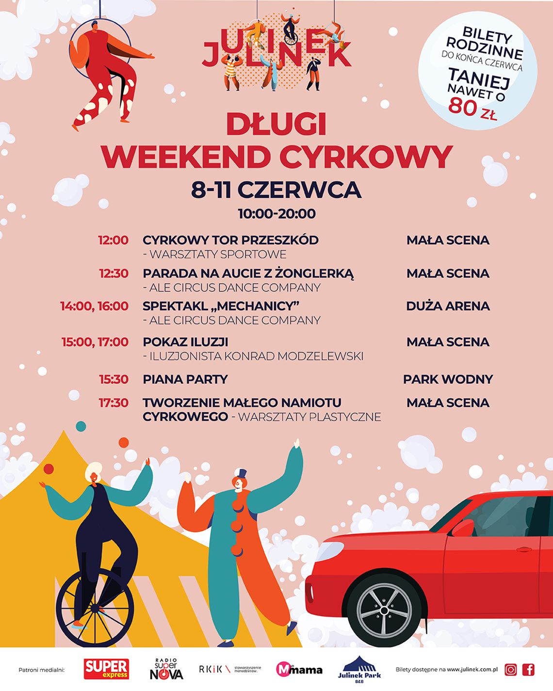 Długi Weekend Cyrkowy w Julinek Park. Zwariowane przygody mechaników samochodowych i fascynujący świat cyrkowych atrakcji