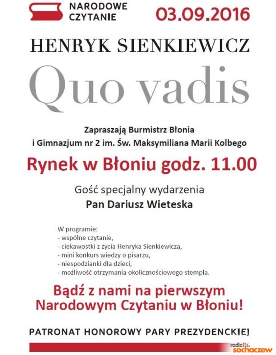 Narodowe czytanie w Błoniu!