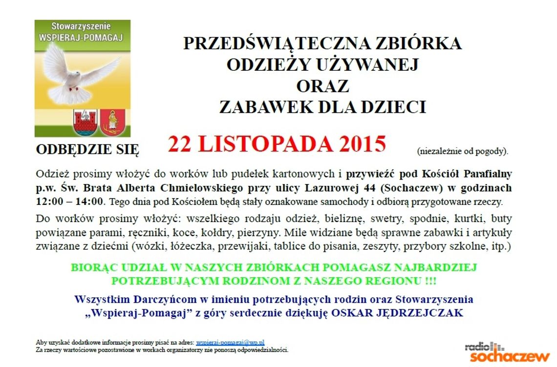 Przedświąteczna zbiórka odzieży i zabawek 