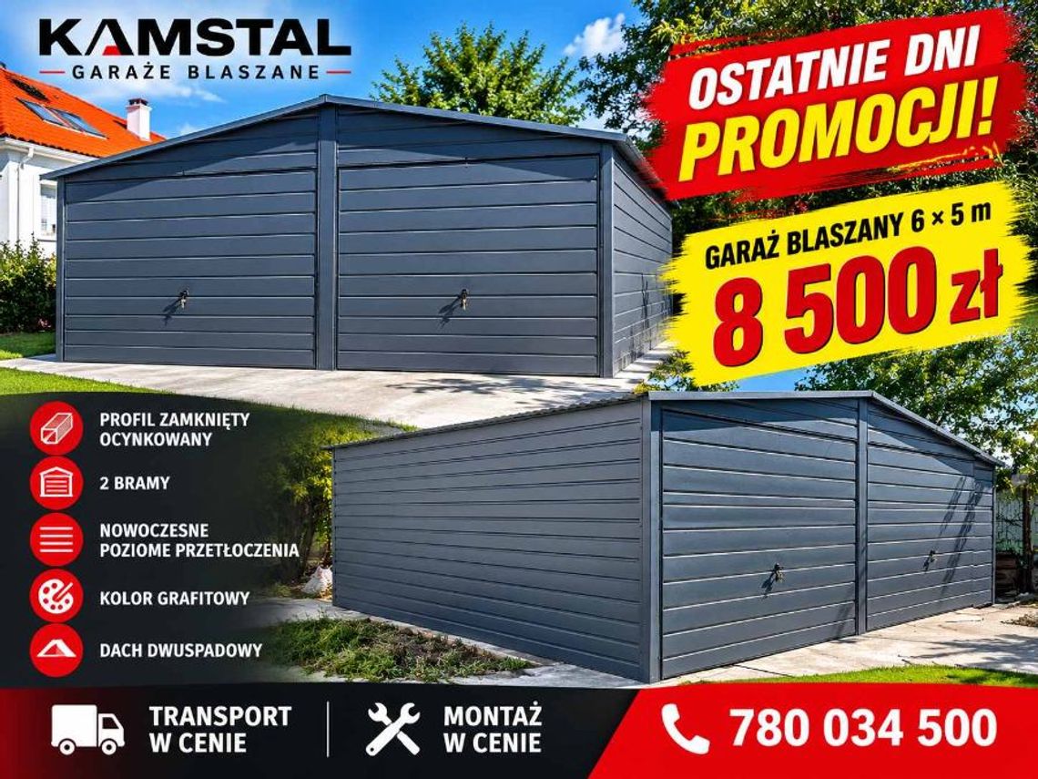 Garaż Blaszany 6x5 antracytowy 1szt W okazyjnej Cenie