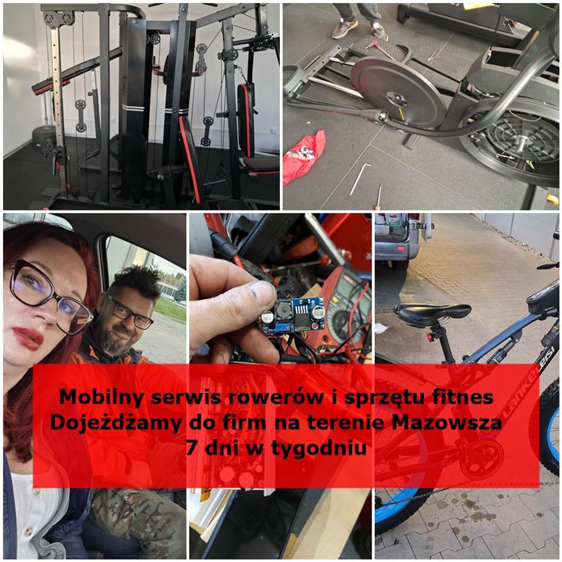 Mobilny serwis rowerów i sprzętu fitness - dojeżdżamy do firm na terenie Mazowsza / 7 dni w tygodniu Mobilny serwis rowerów i sprzętu fitness - dojeżdżamy do firm na terenie Mazowsza / 7 dni w tygodniu