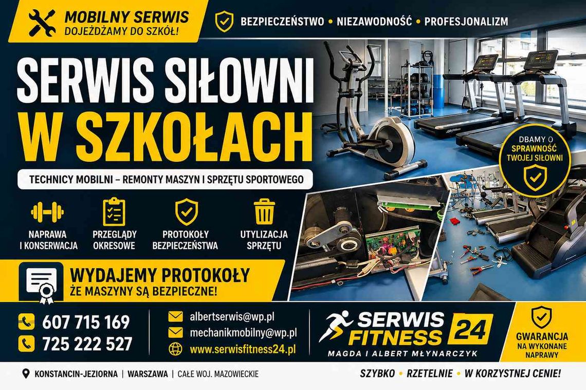 Serwis siłowni w szkołach - Technicy Mobilni - Remonty maszyn i sprzętu sportowego