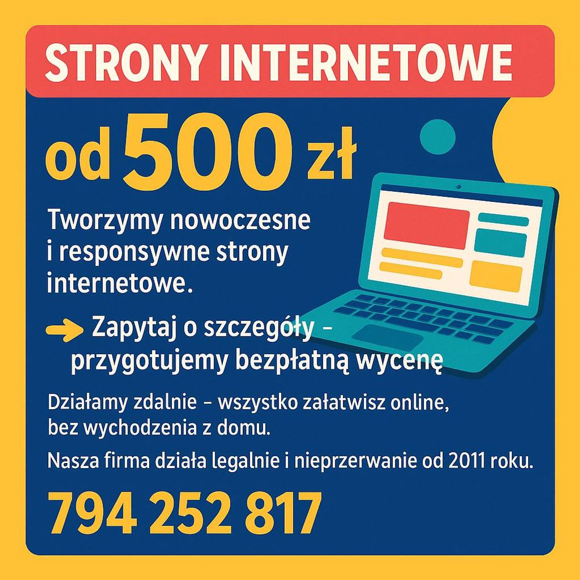 Tanie strony internetowe - od 500 zł ! Gotowa nawet w kilka dni!